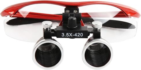 Dental Surgical Loupe 420mm Burgundy 3.5X Magnification Working Distance for Dental Professionals Student to Practice Use Safety Goggle in Kuwait