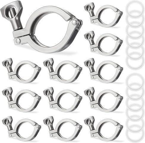 Duraaamo 12 Pcs Stainless Steel 304 Tri Clamp Heavy Duty Single Pin Tri Clamp Generic with Wing Nut for Ferrule Tc with Silicone Gasket (1.5") in Kuwait