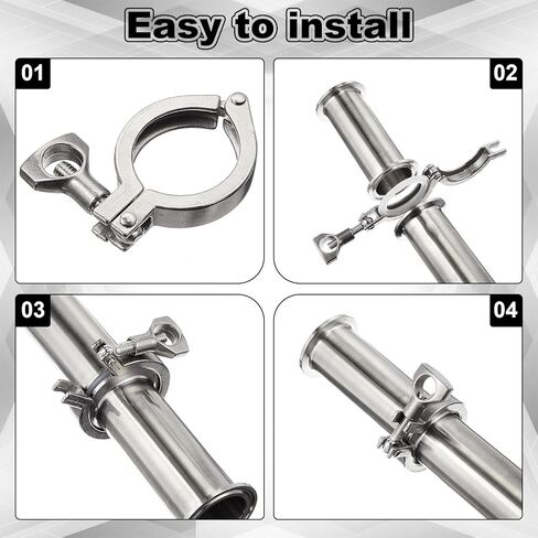 Duraaamo 12 Pcs Stainless Steel 304 Tri Clamp Heavy Duty Single Pin Tri Clamp Generic with Wing Nut for Ferrule Tc with Silicone Gasket (1.5") in Kuwait