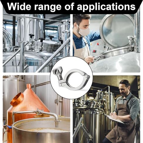 Duraaamo 12 Pcs Stainless Steel 304 Tri Clamp Heavy Duty Single Pin Tri Clamp Generic with Wing Nut for Ferrule Tc with Silicone Gasket (1.5") in Kuwait