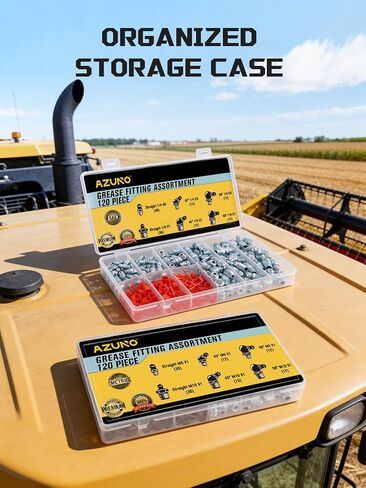 مجموعة تركيبات الشحوم AZUNO، 240 قطعة SAE وحلمات الشحوم المترية NPT 1/4 بوصة 1/8 بوصة M6 M10، تركيبات زيرك الشحوم المستقيمة 45 90 درجة مع أغطية لمسدس الشحوم in Kuwait