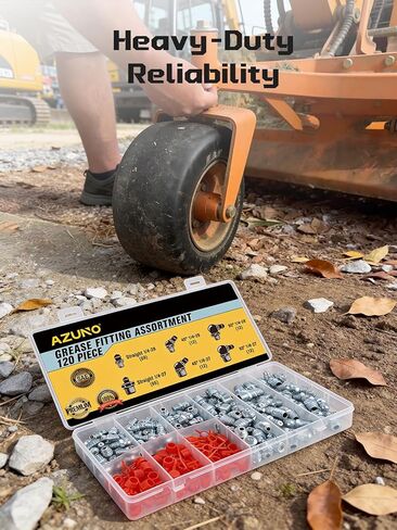 مجموعة تركيبات الشحوم AZUNO، 240 قطعة SAE وحلمات الشحوم المترية NPT 1/4 بوصة 1/8 بوصة M6 M10، تركيبات زيرك الشحوم المستقيمة 45 90 درجة مع أغطية لمسدس الشحوم in Kuwait