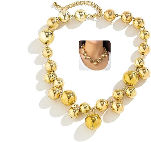 Chunky Cluster Pearl Statement Necklace for Women,Charming Exaggerated Large White Beaded Choker Necklace,Aesthetic Anniversary Jewelry Gift in Kuwait