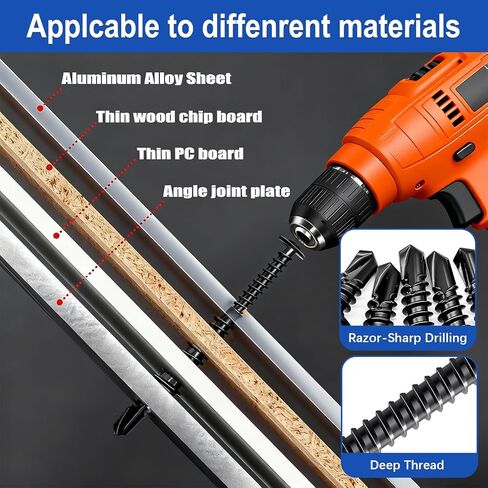 Taiss 1220 قطعة #8#10 براغي ذاتية اللصق للمعادن 410 براغي حفر ذاتية من الفولاذ المقاوم للصدأ (1/2 بوصة إلى 2 بوصة)، برغي معدني مطلي بالزنك الأسود للمعادن مع غسالة in Kuwait