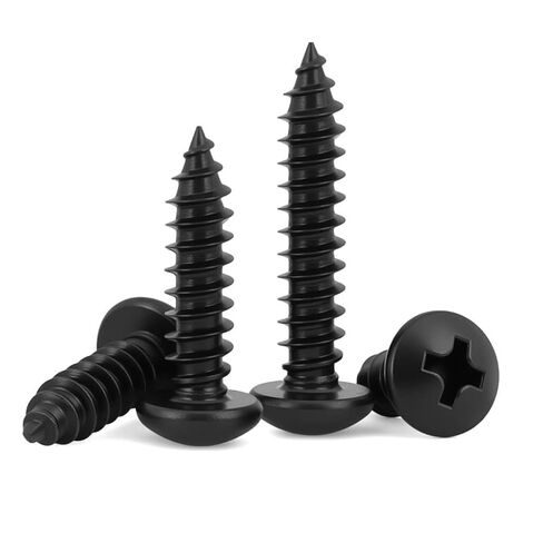 #4 x 1/4" (100 Pack) Pan Head Sheet Metal Screws Phillips Drive Self-Tapping Wood Screws, Black Oxide 304 Stainless Steel Screw (18-8), Corrosion Resistant Screws in Kuwait
