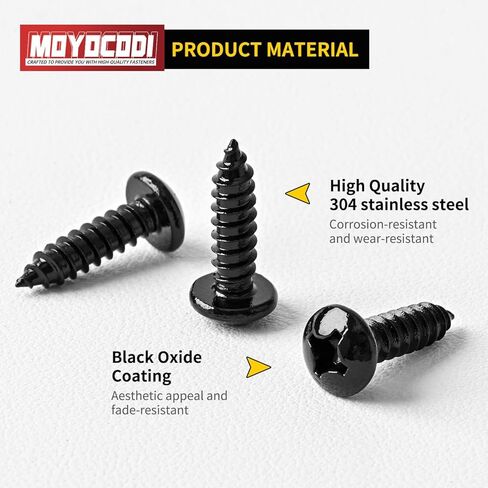 #4 x 1/4" (100 Pack) Pan Head Sheet Metal Screws Phillips Drive Self-Tapping Wood Screws, Black Oxide 304 Stainless Steel Screw (18-8), Corrosion Resistant Screws in Kuwait