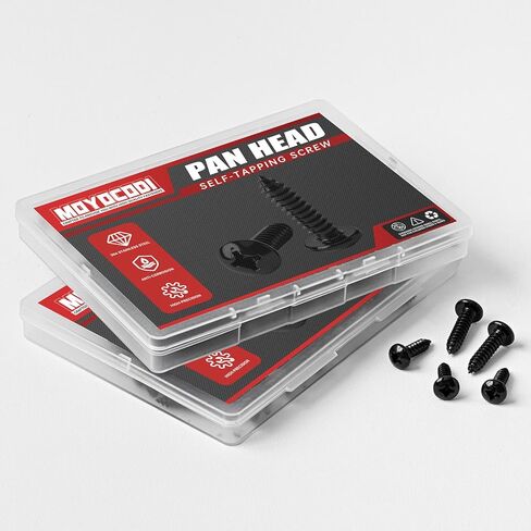 #4 x 1/4" (100 Pack) Pan Head Sheet Metal Screws Phillips Drive Self-Tapping Wood Screws, Black Oxide 304 Stainless Steel Screw (18-8), Corrosion Resistant Screws in Kuwait