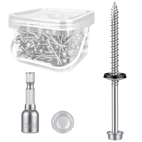 مسامير التسقيف المعدنية من Kryonix #10 × 1-1/2 بوصة، 330 قطعة من مسامير الصفائح المعدنية ذاتية الحفر برأس سداسي مع غسالة مطاطية EPDM، ومسامير طلاء مقاومة للصدأ لألواح السقف المعدنية، وجوانب الخشب، وحظائر القطب in Kuwait