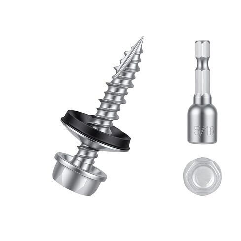 Kryonix Metal Roofing Screws #10 x 1-1/2 Inch, 330pcs Hex Head Self-Drilling Sheet Metal Screws with EPDM Rubber Washer, Rust-Resistant Coating Screws for Metal Roof Panels, Wood Siding, Pole Barns in Saudi Arabia
