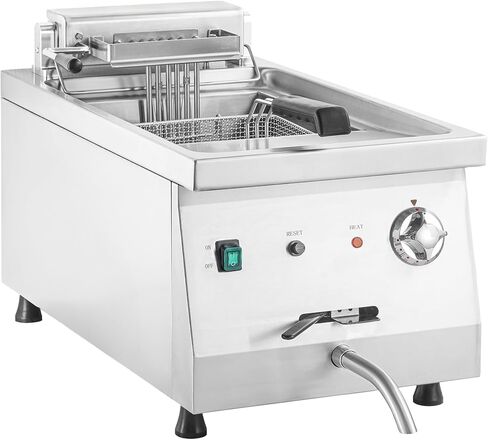 EGGKITPO 240V 9000W Commercial Electric Fryer with Oil Drain 13L Large Capacity 304 Stainless Steel Oil Tank Deep Fryer with Basket and Lid for Restaurant and Business (no plug) in Kuwait