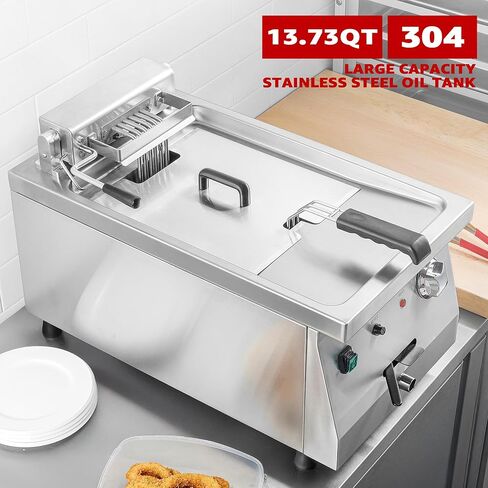 EGGKITPO 240V 9000W Commercial Electric Fryer with Oil Drain 13L Large Capacity 304 Stainless Steel Oil Tank Deep Fryer with Basket and Lid for Restaurant and Business (no plug) in Kuwait