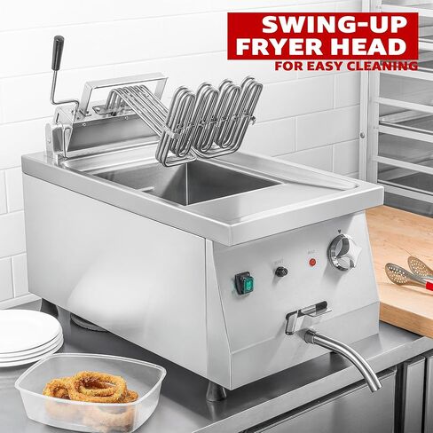 EGGKITPO 240V 9000W Commercial Electric Fryer with Oil Drain 13L Large Capacity 304 Stainless Steel Oil Tank Deep Fryer with Basket and Lid for Restaurant and Business (no plug) in Kuwait