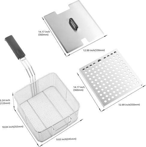 EGGKITPO 240V 9000W Commercial Electric Fryer with Oil Drain 13L Large Capacity 304 Stainless Steel Oil Tank Deep Fryer with Basket and Lid for Restaurant and Business (no plug) in Kuwait