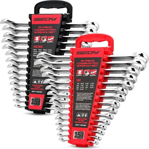 30-Piece Combination Wrench Set - Open End Wrench Set with Organizer Professional 12 Point Wrench Kit Tool for Mechanic Garages Workshops 1/4'' to 1'' & 8-22mm in Kuwait