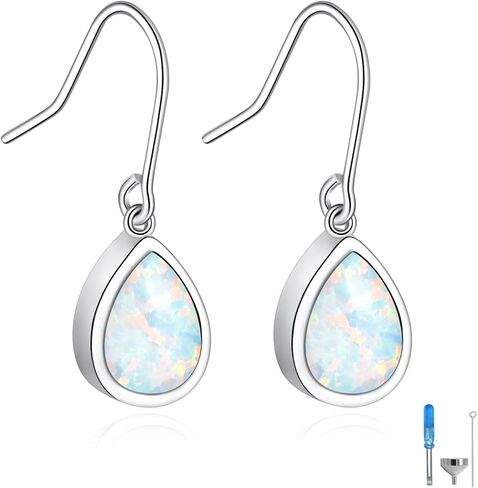Sterling Silver Opal Circle of life Urn Earrings Keepsake Memorial Cremation Jewelry Earrings for Ashes for Women in Saudi Arabia