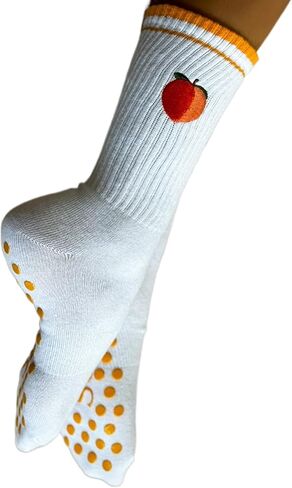 Non-Slip Pilates Socks with Grips for Women | Cute Grip Socks for Yoga Ballet Barefoot Workout | Design Anti Skid Athletic Socks | Set of 1 | Size 5-9 US Womens | Espresso Martini Crew Fit in Saudi Arabia