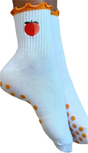 Non-Slip Pilates Socks with Grips for Women | Cute Grip Socks for Yoga Ballet Barefoot Workout | Design Anti Skid Athletic Socks | Set of 1 | Size 5-9 US Womens | Espresso Martini Crew Fit in Saudi Arabia