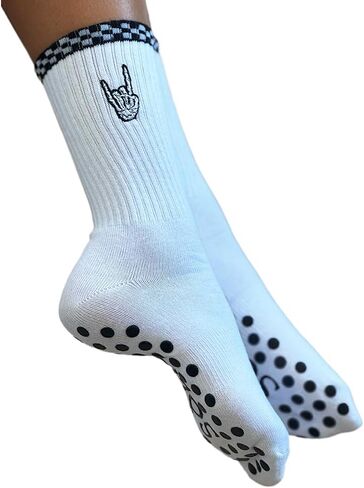 Non-Slip Pilates Socks with Grips for Women | Cute Grip Socks for Yoga Ballet Barefoot Workout | Design Anti Skid Athletic Socks | Set of 1 | Size 5-9 US Womens | Espresso Martini Crew Fit in Saudi Arabia