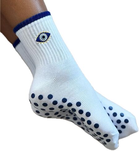 Non-Slip Pilates Socks with Grips for Women | Cute Grip Socks for Yoga Ballet Barefoot Workout | Design Anti Skid Athletic Socks | Set of 1 | Size 5-9 US Womens | Espresso Martini Crew Fit in Saudi Arabia