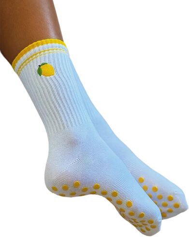 Non-Slip Pilates Socks with Grips for Women | Cute Grip Socks for Yoga Ballet Barefoot Workout | Design Anti Skid Athletic Socks | Set of 1 | Size 5-9 US Womens | Espresso Martini Crew Fit in Saudi Arabia