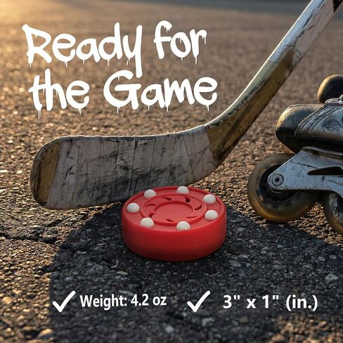 Street Roller Hockey Pucks - Outdoor Hockey Street Pucks with Rollers - Street，Roller and DEK Hockey-6 Packs + Single Pucks(Red - 1 Count) in Kuwait