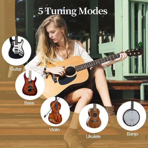 Guitar Capo and Clip-On Tuner Set with 6 Picks & Holder, All-in-One Chromatic Tuner for Guitar, Bass, Ukulele, Violin - Ideal Gift (Rosewood) in Kuwait