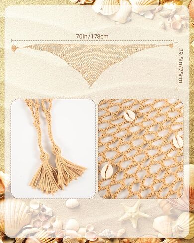 Women's Crochet Beach Cover Up Hollow Out Triangle Shawl Wrap Fishnet Skirt with Shells/Sequins in Kuwait