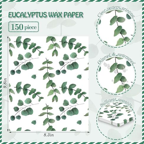150Pcs Eucalyptus Deli Paper, 9.8 x 8.3inch Eucalyptus Proof Food Deli Paper Sandwich Wrap Paper Grease Resistant Paper Liners Greaseproof Food Wax Paper for Home Kitchen in Saudi Arabia