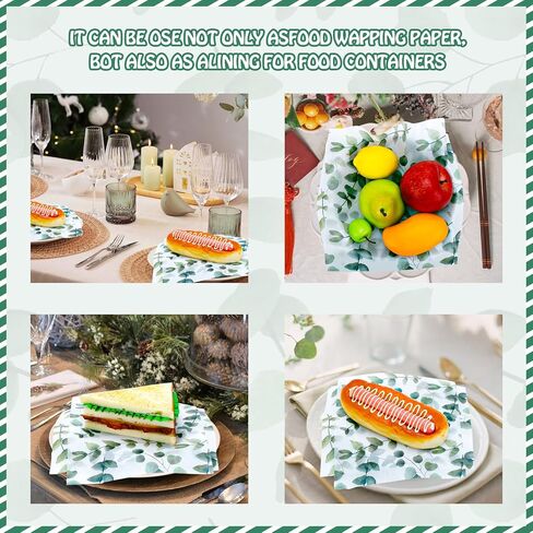 150Pcs Eucalyptus Deli Paper, 9.8 x 8.3inch Eucalyptus Proof Food Deli Paper Sandwich Wrap Paper Grease Resistant Paper Liners Greaseproof Food Wax Paper for Home Kitchen in Saudi Arabia