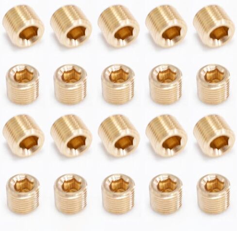20Pcs Brass 1/4" NPT Male Pipe Plug Socket Head Cap Fitting, Gold-Tone Hex Internal Thread for Plumbing & HVAC in Saudi Arabia