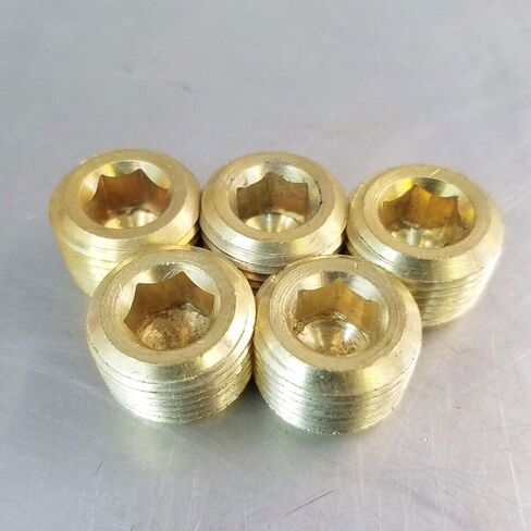 20Pcs Brass 1/4" NPT Male Pipe Plug Socket Head Cap Fitting, Gold-Tone Hex Internal Thread for Plumbing & HVAC in Saudi Arabia
