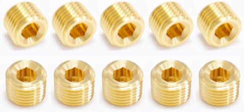 20Pcs Brass 1/4" NPT Male Pipe Plug Socket Head Cap Fitting, Gold-Tone Hex Internal Thread for Plumbing & HVAC in Saudi Arabia