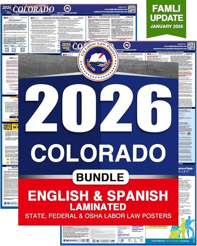 2025 Colorado Co All-in-One Place Compliance & Law Law Poster (الولاية الفيدرالية و OSHA) باللغة الإنجليزية مغلفة in Kuwait