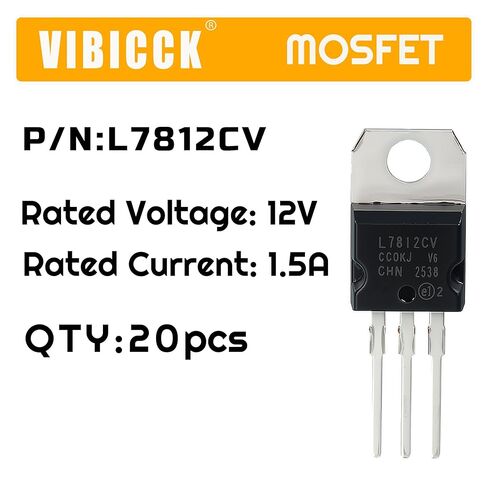 20pcs L7812 Voltage Regulator Output IC L7812CV Linear Voltage Regulators 1.5A 12V TO-220 (L7812CV) in Saudi Arabia