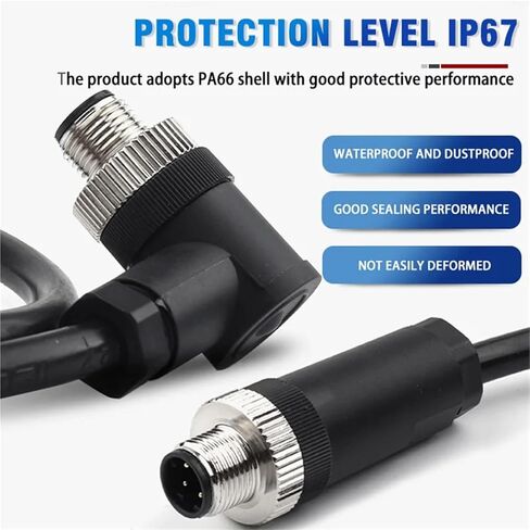 1Pcs M12-PG7 PG9 Socket Connector 3 4 5 8 Pin Straight Bent Male Female Screw Threaded Coupling(PG9 Male Bent,8 Pin) in Kuwait