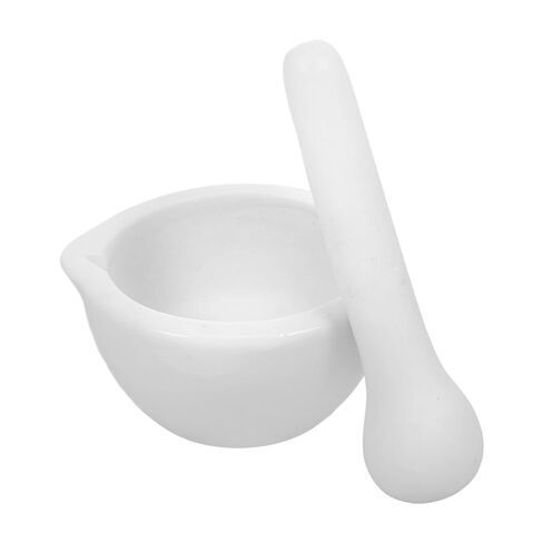 Research Enamel Mortar and Pestle Set with Grinding Rod, White Ceramic Bowl for Chemistry Lab Use in Saudi Arabia