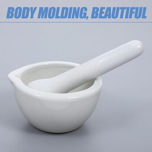 Research Enamel Mortar and Pestle Set with Grinding Rod, White Ceramic Bowl for Chemistry Lab Use in Saudi Arabia