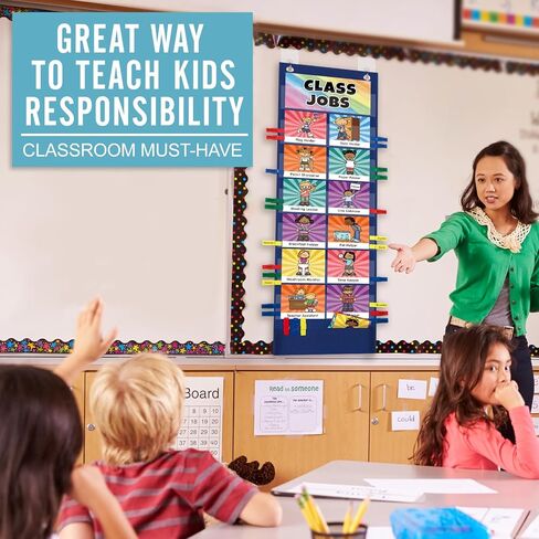 مخطط جيب الوظائف مع 47 بطاقة للفصول الدراسية ، مساعدون إدارة الفصل الدراسي الرسم البياني الأسود لمدرسة مرحلة ما قبل المدرسة الابتدائية ، يجب على المعلمين أن يحصلوا على اللوازم التعليمية للطلاب in Kuwait