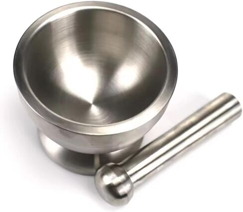 304 Stainless Steel Mortar and Pestle Set 100mm, Lab Grinding Bowl with Non-Slip Base for Herb Spice Paste Grinding in Saudi Arabia