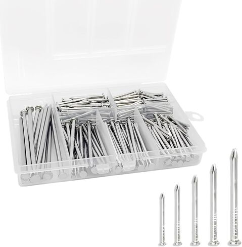 أظافر لتعليق الصور، مجموعة متنوعة من 350 قطعة من الأظافر النهائية، 5 أحجام صغيرة من الأظافر لتعليق الصور 20 مم - 50 مم، أظافر فولاذية مع صندوق تخزين، مجموعة تعليق على الحائط للمشروعات الفنية والخشبية in Kuwait