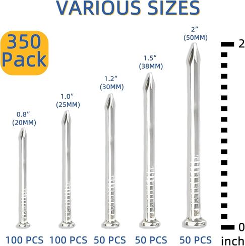 أظافر لتعليق الصور، مجموعة متنوعة من 350 قطعة من الأظافر النهائية، 5 أحجام صغيرة من الأظافر لتعليق الصور 20 مم - 50 مم، أظافر فولاذية مع صندوق تخزين، مجموعة تعليق على الحائط للمشروعات الفنية والخشبية in Kuwait