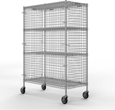 Chrome Mobile Security Wire Cage Kit/Heavy Duty Utility Commercial Grade Metal Storage NSF Unit 24" x 36" x 70" in Saudi Arabia