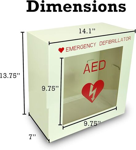 Levida AED Cabinet Wall Mount - Steel AED Defibrillator Storage Case with Clear Window Fits Univeral AEDs - First Aid Defibrillator Cabinet for Schools, Offices, Public Places (14.1 x 7" x 13.75") in Kuwait