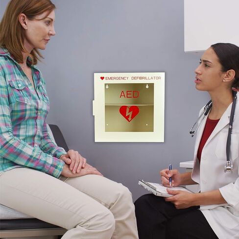 Levida AED Cabinet Wall Mount - Steel AED Defibrillator Storage Case with Clear Window Fits Univeral AEDs - First Aid Defibrillator Cabinet for Schools, Offices, Public Places (14.1 x 7" x 13.75") in Kuwait