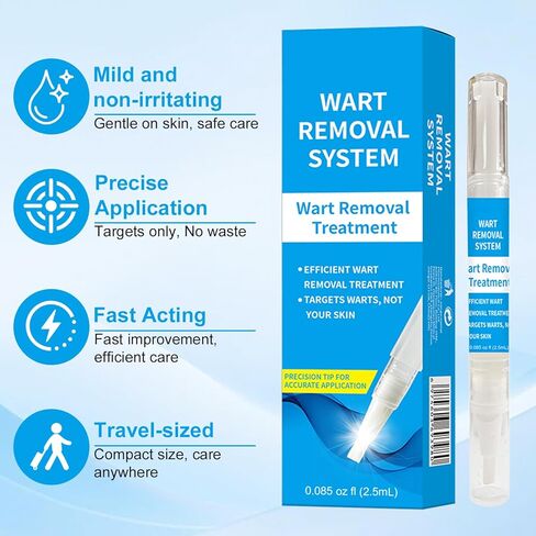 Fast Acting Skin Tag Remover for Face & Body - Salicylic Acid Mole and Wart Removal Pen with Brush I Gentle Formula for Wart Remover, Travel Size (0.085FL.OZ) in Kuwait