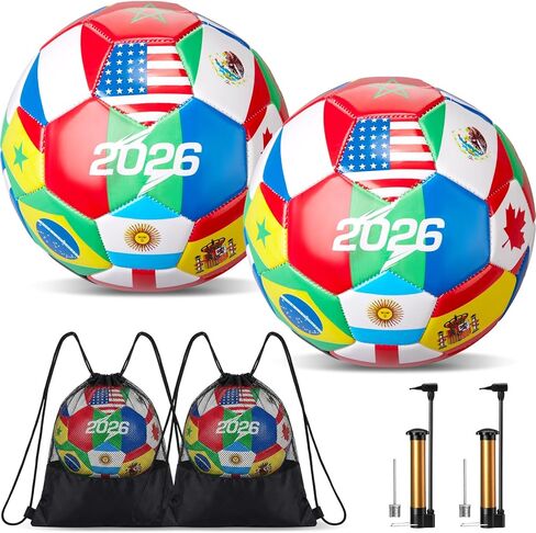 Tellingyou World Flag Soccer Ball Country Flags Training Ball 2026 International Multi Country Design with Pump Needle and Storage Bag for Team Practice Club Games Soccer Fan Gifts in Saudi Arabia
