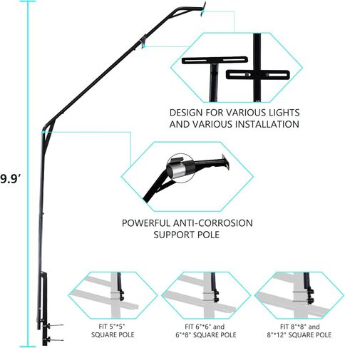 Basketball Hoop Light Bracket, Fit 5*5, 6*6, 6*8, 8*8, 8*12 Inch Square Pole, Fit Various LED Lights and with Solar Panel Install Location, Powerful & Durable, Easy Installation, LIGHTS NOT INCLUDED in Saudi Arabia