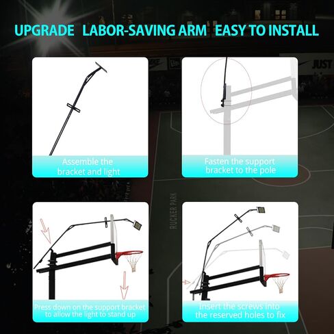 Basketball Hoop Light Bracket, Fit 5*5, 6*6, 6*8, 8*8, 8*12 Inch Square Pole, Fit Various LED Lights and with Solar Panel Install Location, Powerful & Durable, Easy Installation, LIGHTS NOT INCLUDED in Saudi Arabia
