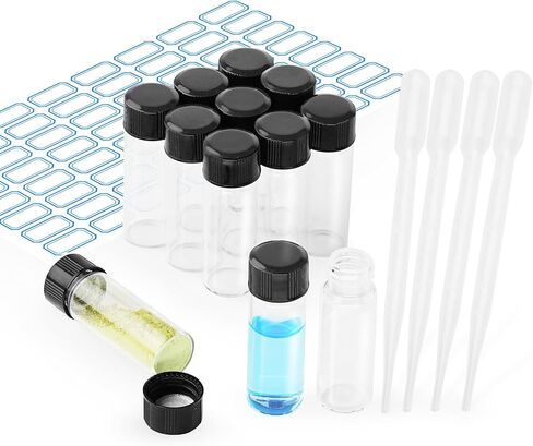 قوارير زجاجية شفافة صغيرة سعة 4 مل مع أغطية لولبية ووسادة من البولي إيثيلين، وقوارير عينات معملية مع أغطية، وحبر سائل مانع للتسرب، وزيوت، وعينات، وتخزين جزيئات الصخور بنفسك in Kuwait