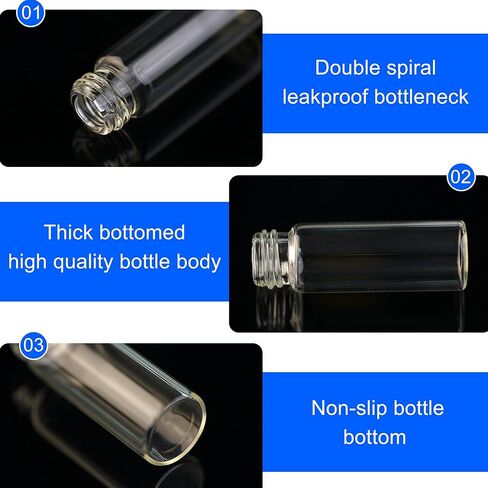 قوارير زجاجية شفافة صغيرة سعة 4 مل مع أغطية لولبية ووسادة من البولي إيثيلين، وقوارير عينات معملية مع أغطية، وحبر سائل مانع للتسرب، وزيوت، وعينات، وتخزين جزيئات الصخور بنفسك in Kuwait